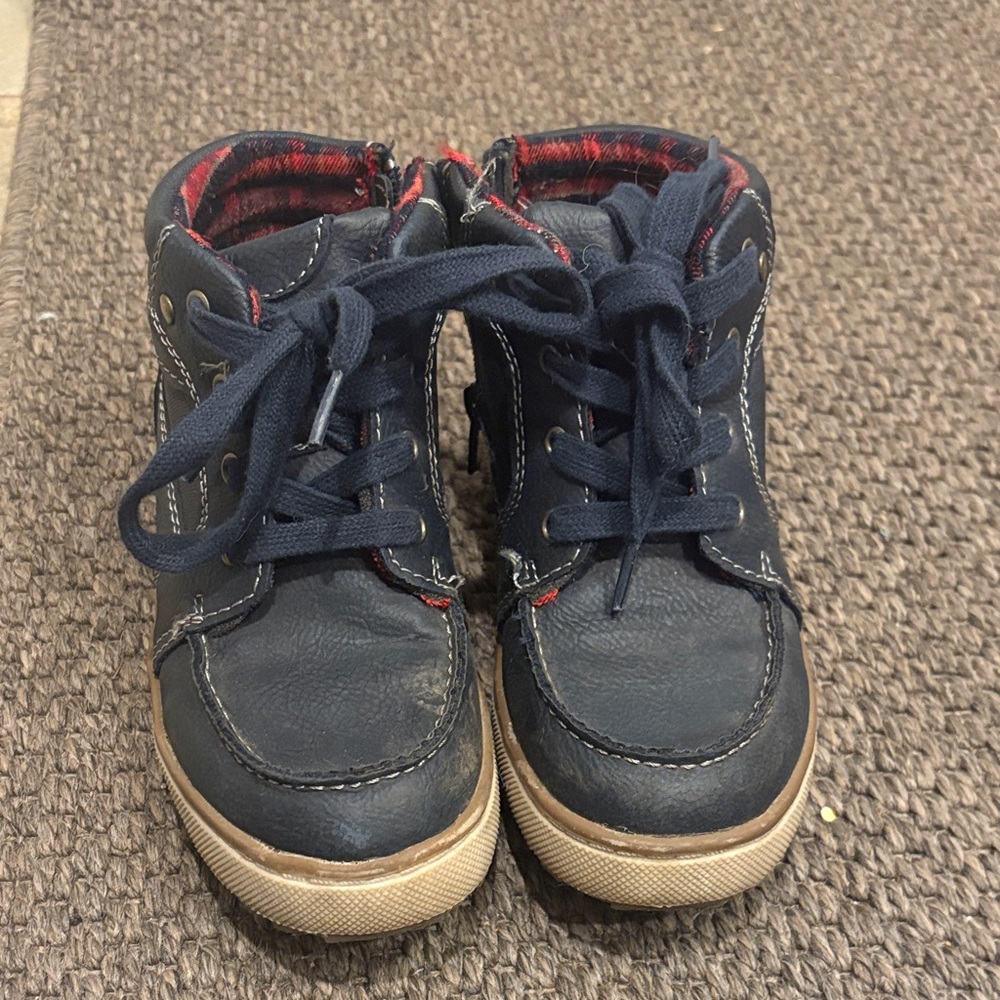 Eddie Bauer Navy and Tan Kids Lace-Up Boots